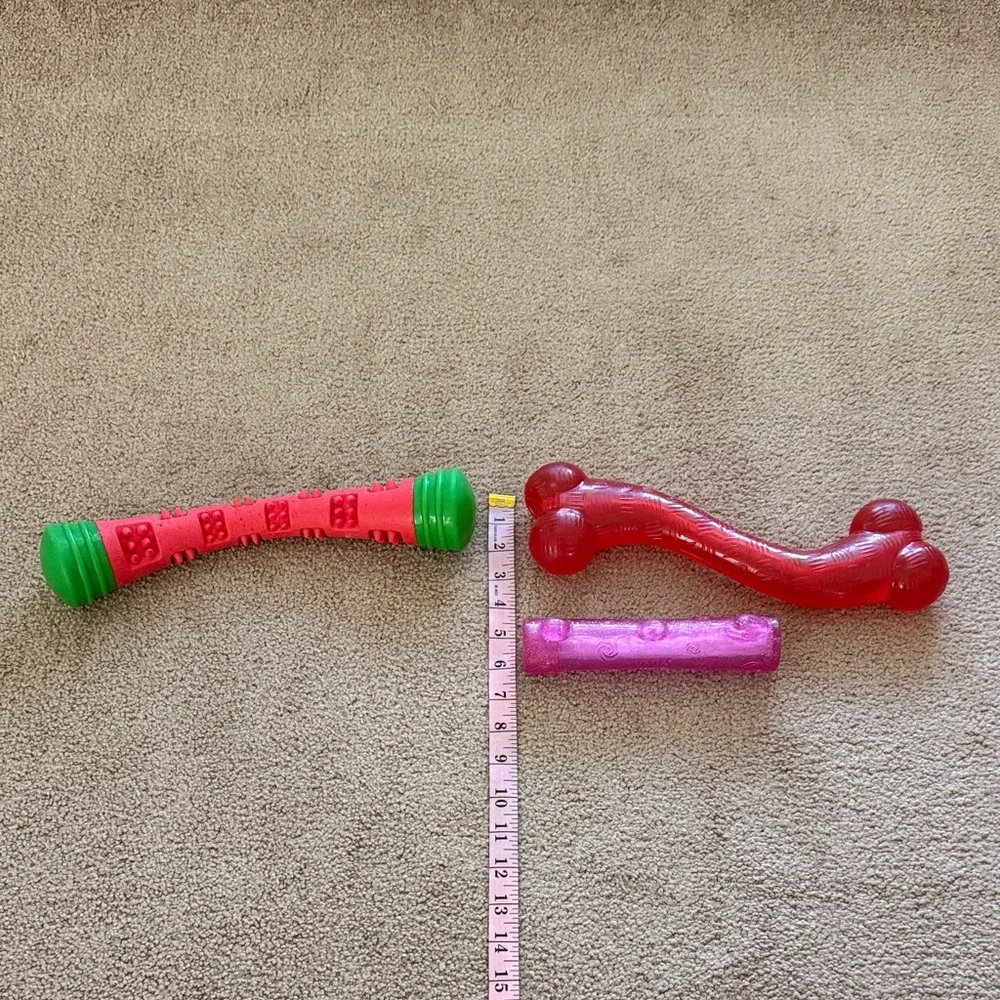 Durable Dog Chew & Fetch Toys - Red, Pink, Green